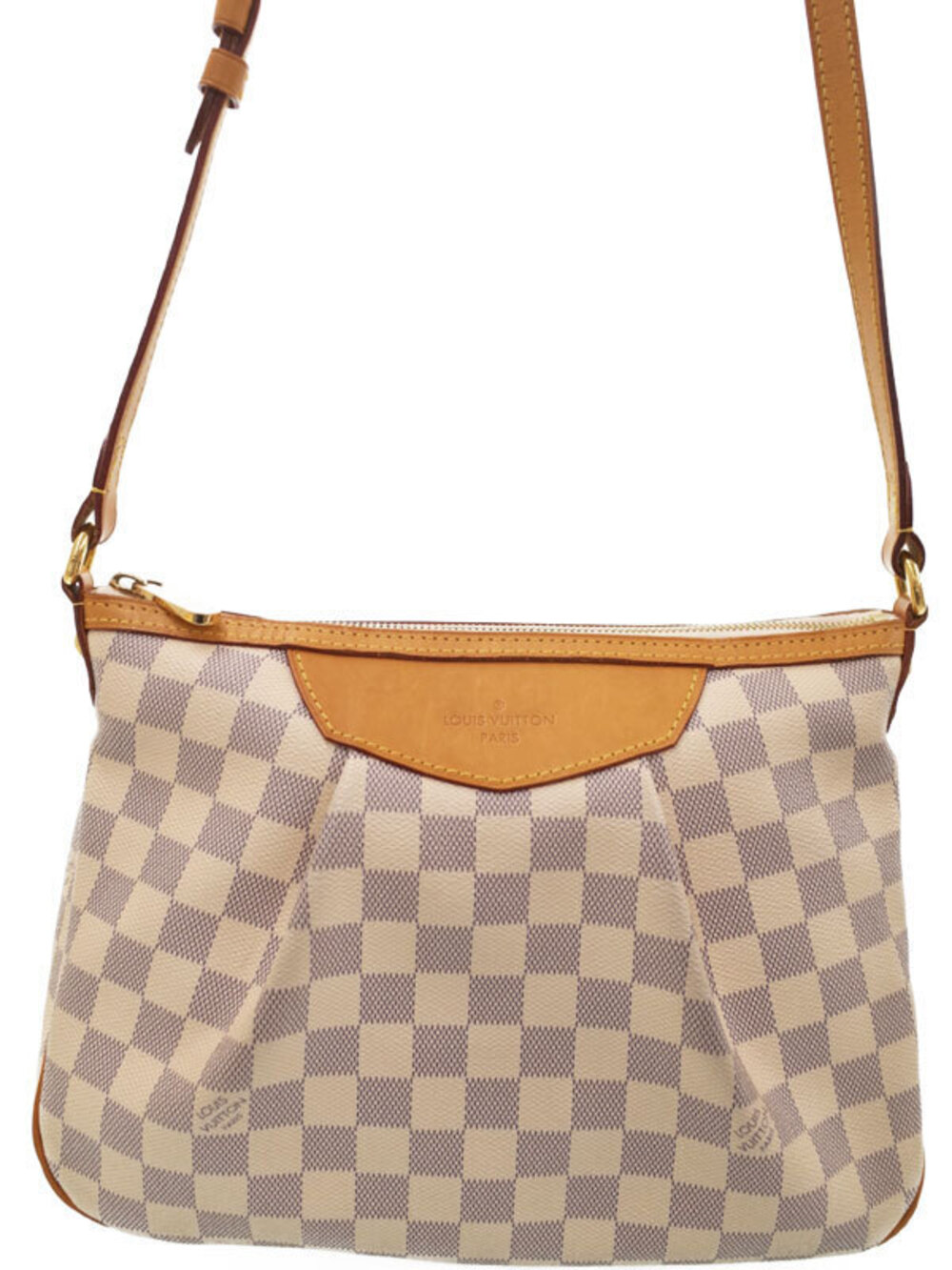 Louis Vuitton Damier Siracusa Shoulder Bag Canvas Leather Azur White